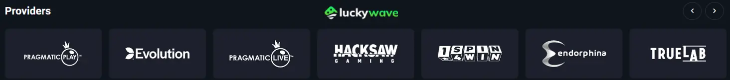 Top software developers powering LuckyWave Casino
