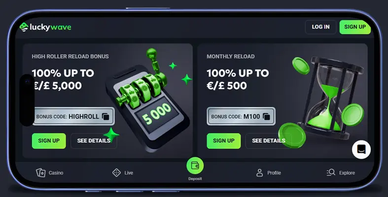 Bonuses and promotions for mobile users at LuckyWave Casino